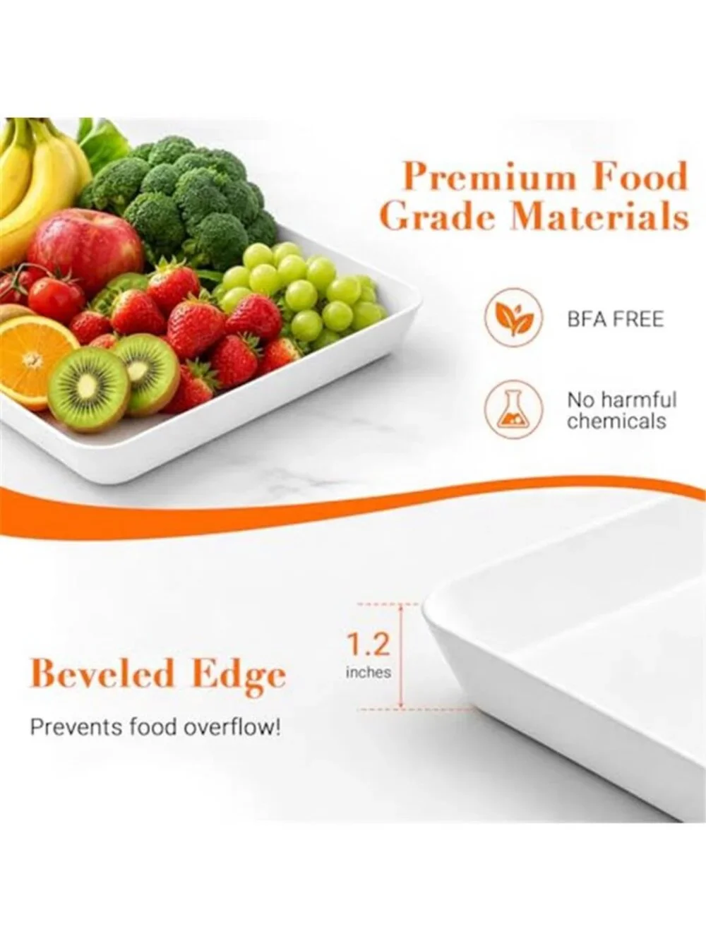 4-Pack Reusable Plastic Serving Trays for Snacks, Fruit and Parties
